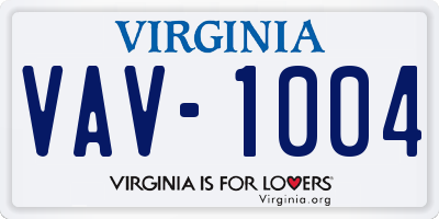 VA license plate VAV1004