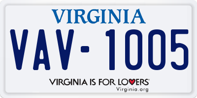 VA license plate VAV1005