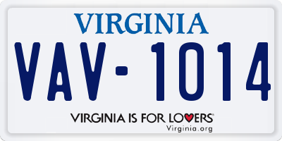 VA license plate VAV1014