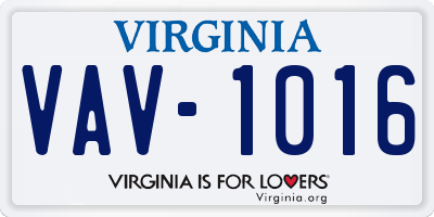 VA license plate VAV1016
