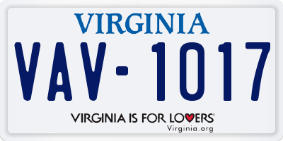 VA license plate VAV1017