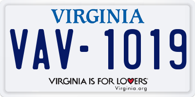 VA license plate VAV1019