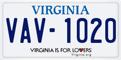 VA license plate VAV1020