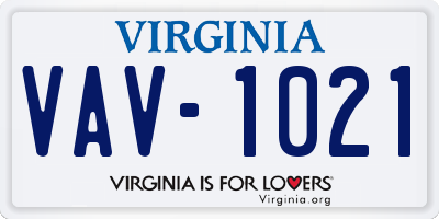 VA license plate VAV1021
