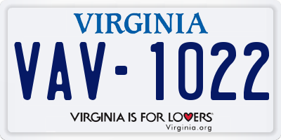 VA license plate VAV1022