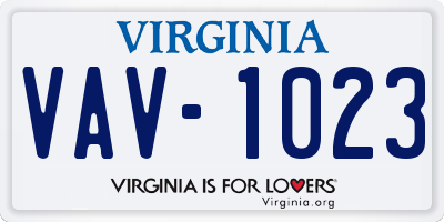 VA license plate VAV1023