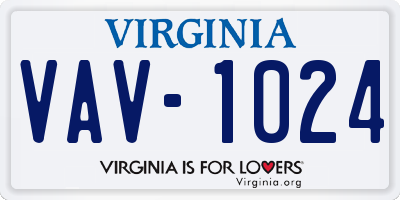 VA license plate VAV1024