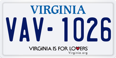 VA license plate VAV1026
