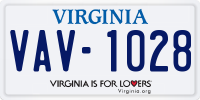 VA license plate VAV1028