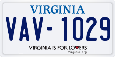 VA license plate VAV1029