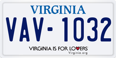 VA license plate VAV1032