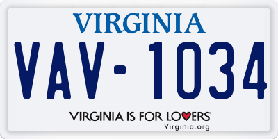 VA license plate VAV1034