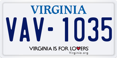 VA license plate VAV1035