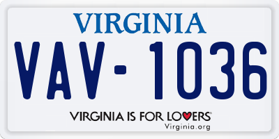 VA license plate VAV1036