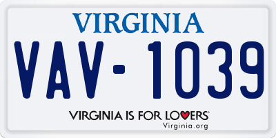 VA license plate VAV1039