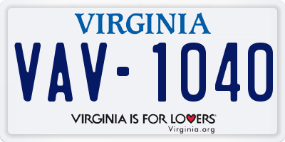 VA license plate VAV1040