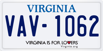 VA license plate VAV1062