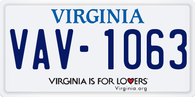 VA license plate VAV1063