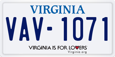 VA license plate VAV1071