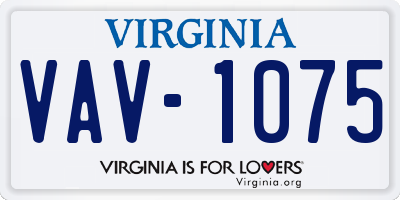 VA license plate VAV1075