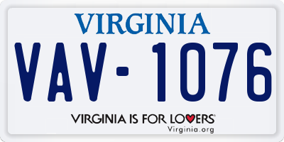 VA license plate VAV1076