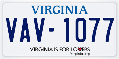 VA license plate VAV1077
