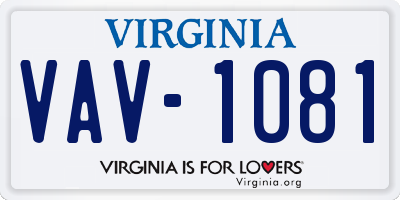 VA license plate VAV1081