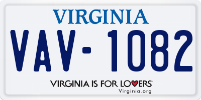 VA license plate VAV1082