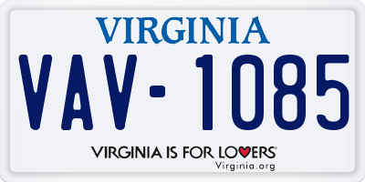 VA license plate VAV1085