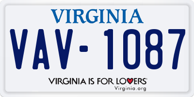 VA license plate VAV1087