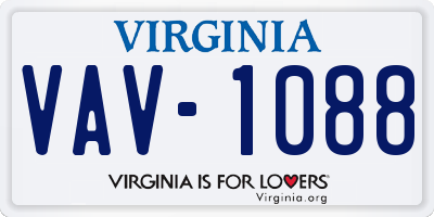 VA license plate VAV1088