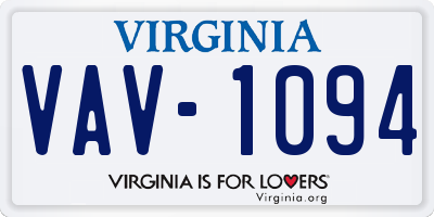 VA license plate VAV1094