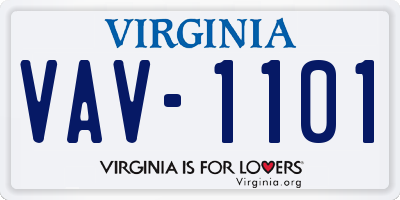 VA license plate VAV1101