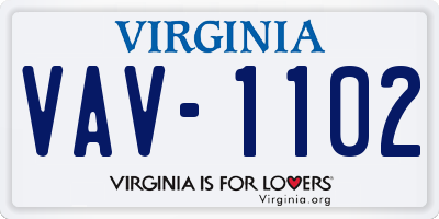 VA license plate VAV1102