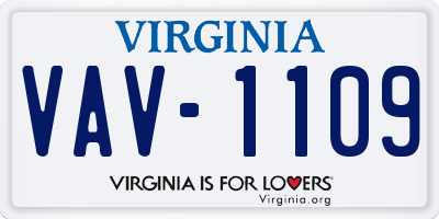 VA license plate VAV1109