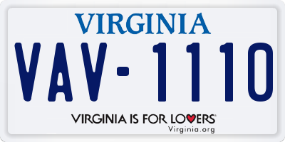 VA license plate VAV1110