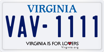 VA license plate VAV1111