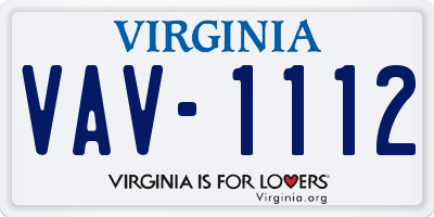 VA license plate VAV1112