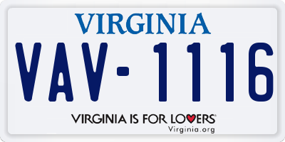 VA license plate VAV1116