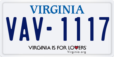 VA license plate VAV1117
