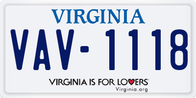 VA license plate VAV1118