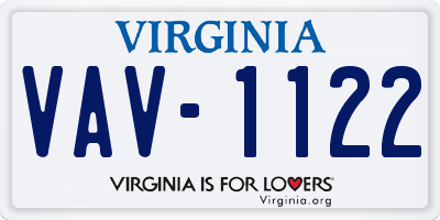 VA license plate VAV1122