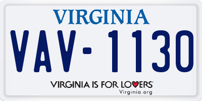 VA license plate VAV1130