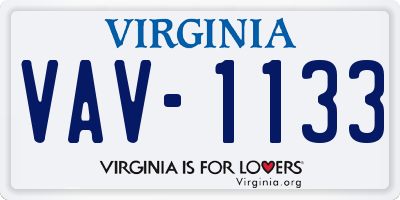 VA license plate VAV1133