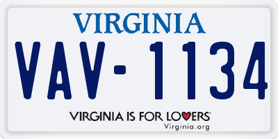 VA license plate VAV1134