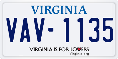 VA license plate VAV1135