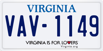 VA license plate VAV1149