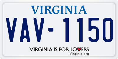 VA license plate VAV1150