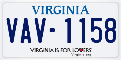 VA license plate VAV1158