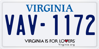 VA license plate VAV1172